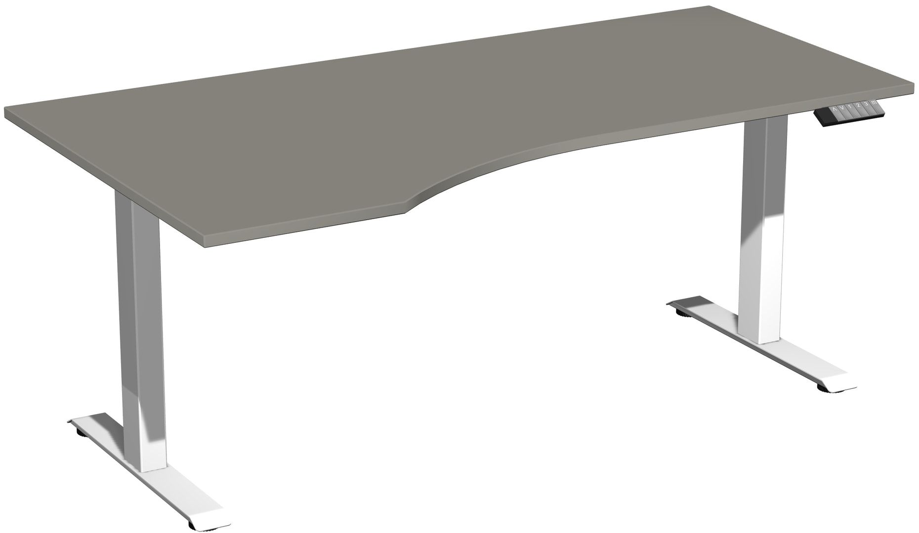 Eckschreibtisch, Ecke links, Elevate Basic, elektronisch höhenverstellbar, 730 - 1.230 x 1.800 x 1.000 mm (HxBxT), Gestell anthrazit, Dekor Ahorn