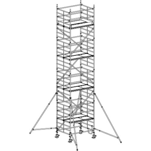 Fahrgerüst mit großer Plattform und Ausleger - 2.640 x 1.900 x 1.500 mm (HxBxT) - Hymer Aluminium Gerüst