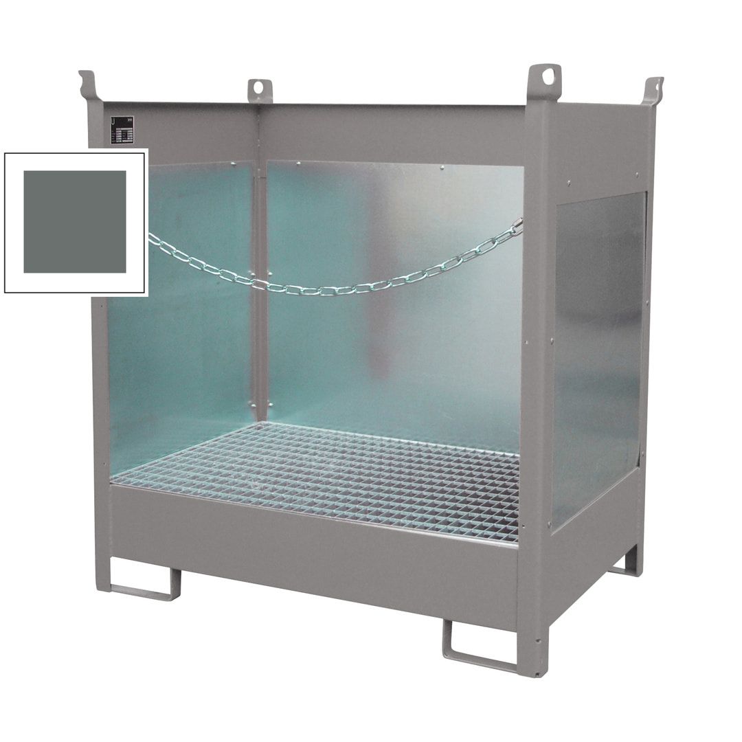 Fass-Stapelpalette - für 2 x 200-l-Fässer - Volumen 210 l - 1.495 x 1.410 x 920 mm (HxBxT) - Spritzschutzwände - feuerrot