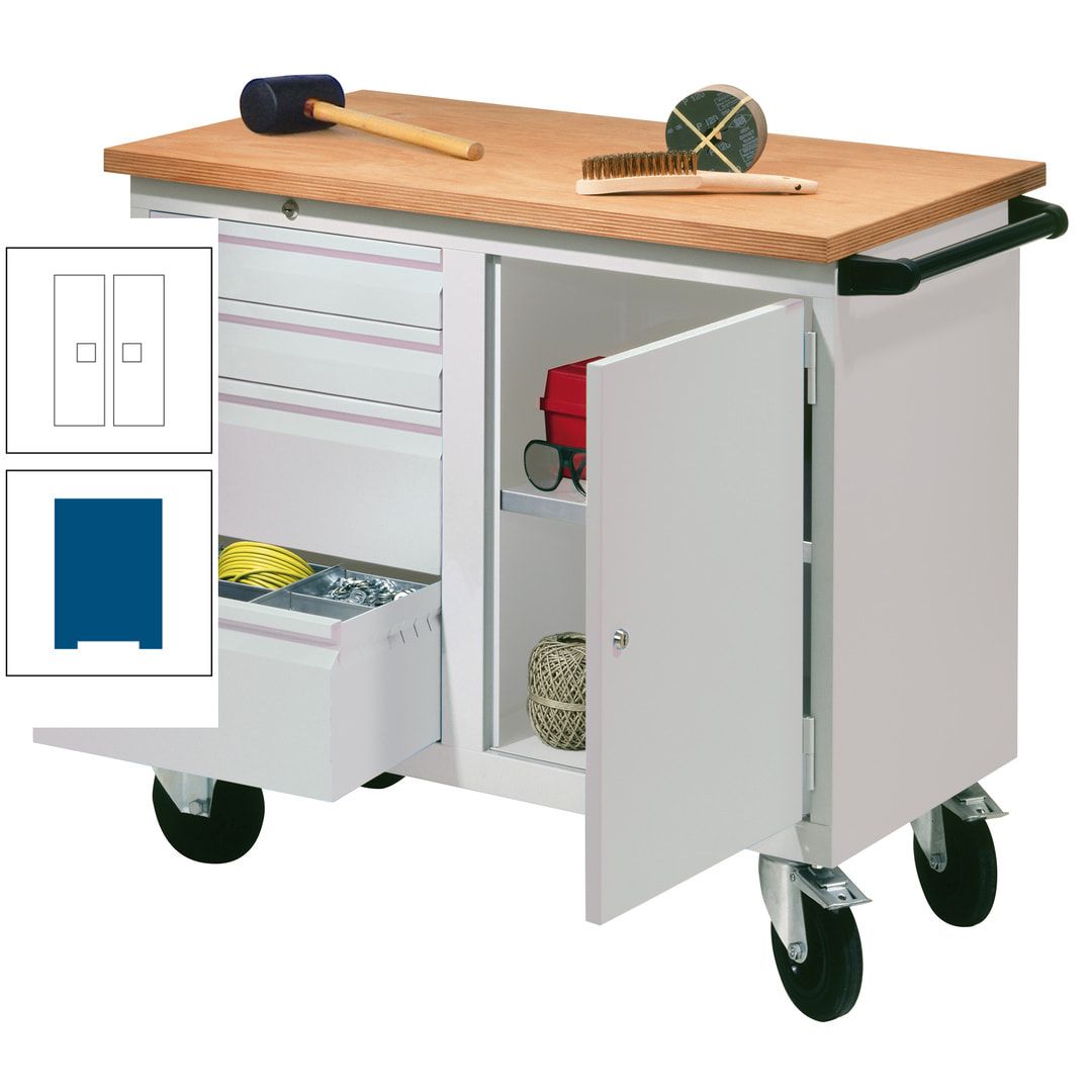 Mobile Werkbank - Werkstattwagen - 915 x 1.090 x 600 mm - 4 Schubladen und Schrankfach - anthrazitgrau