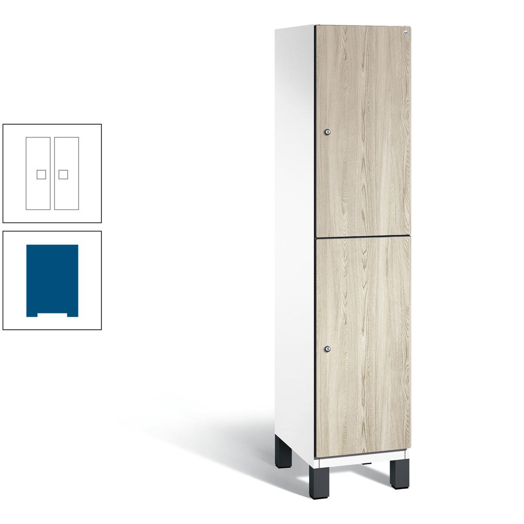 Fächerschrank, Garderobenschrank, mit Füßen, 1 Abteile, 1.980 x 400 x 525 mm (HxBxT), Korpus anthrazitgrau, Tür Donau-Ahorn