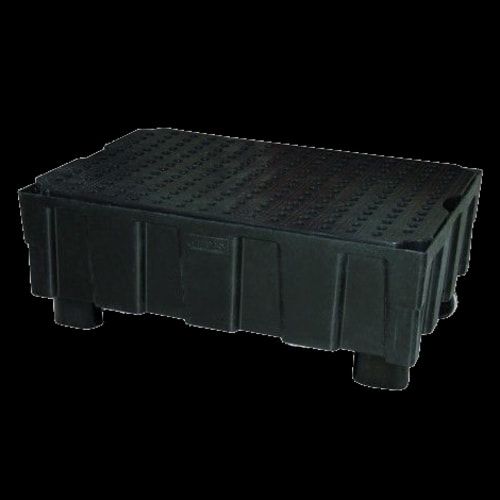PE-Auffangwanne mit Sockelfüßen - 224 l - 600 kg - 430 x 1.205 x 805 mm - schwarz - Gitterrost