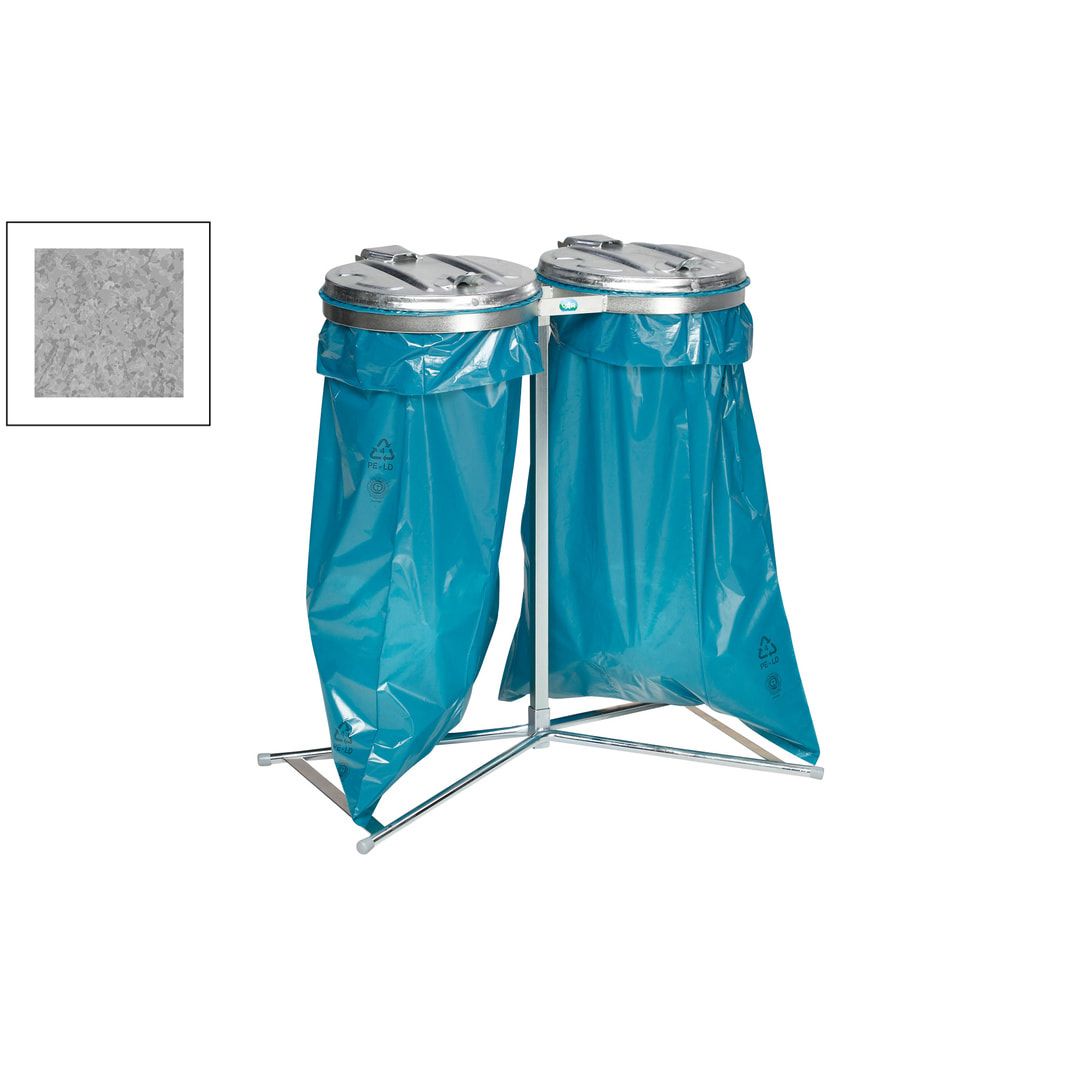 Müllsackhalter zur Wandmontage - für einen 120 l Sack - 400 x 510 mm (BxT) - enzianblau - Deckel Feuerverzinkt