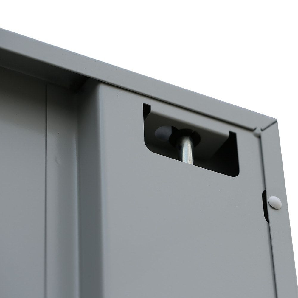 Aktenschrank, Büroschrank, abschließbar, Flügeltüren, 2 Fachböden, 1.200 x 800 x 383 mm (HxBxT), Stahl, Korpus und Türen in lichtgrau
