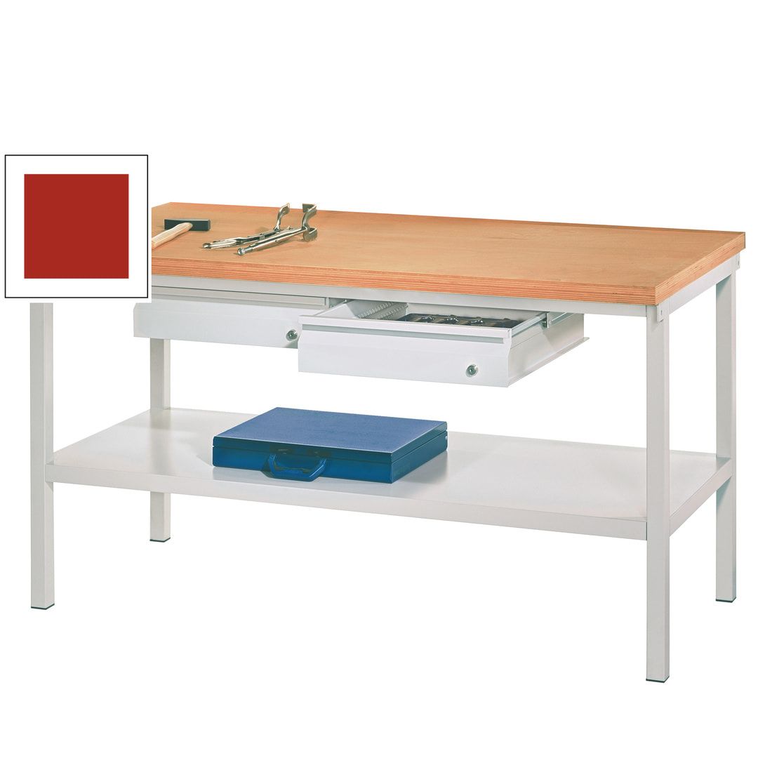 Werkbank mit Ablageboden - 2 Schubladen - 900 x 1.500 x 700 mm (HxBxT) - Traglast 1.050 kg - anthrazitgrau
