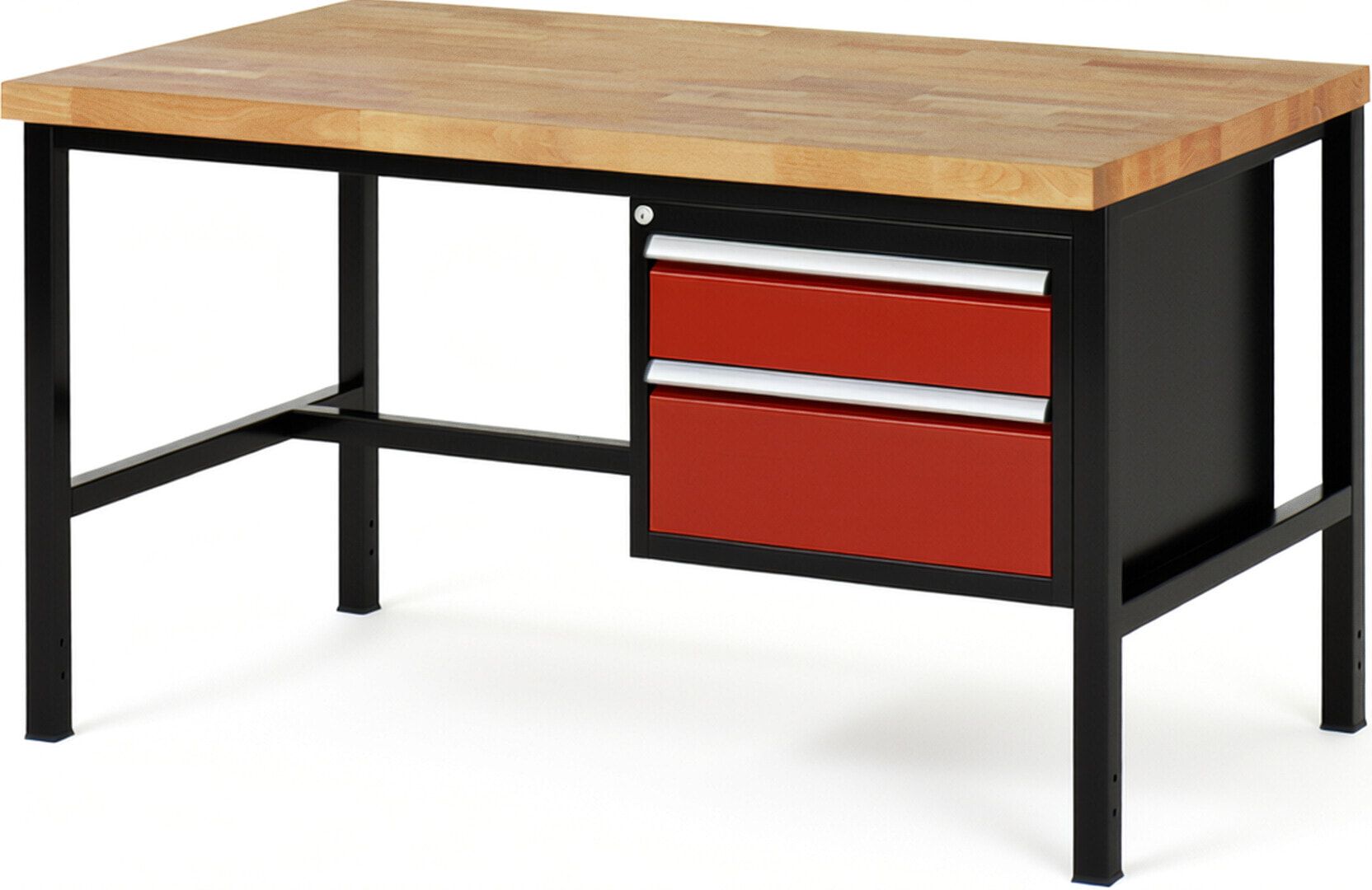 Werkbank - 2 Schubladen - Teilauszug - 150:1 / 210:1 - Höhe 840-1.040 mm - 1.500 x 900 mm - 1.250 kg - Buche - Anthrazitgrau