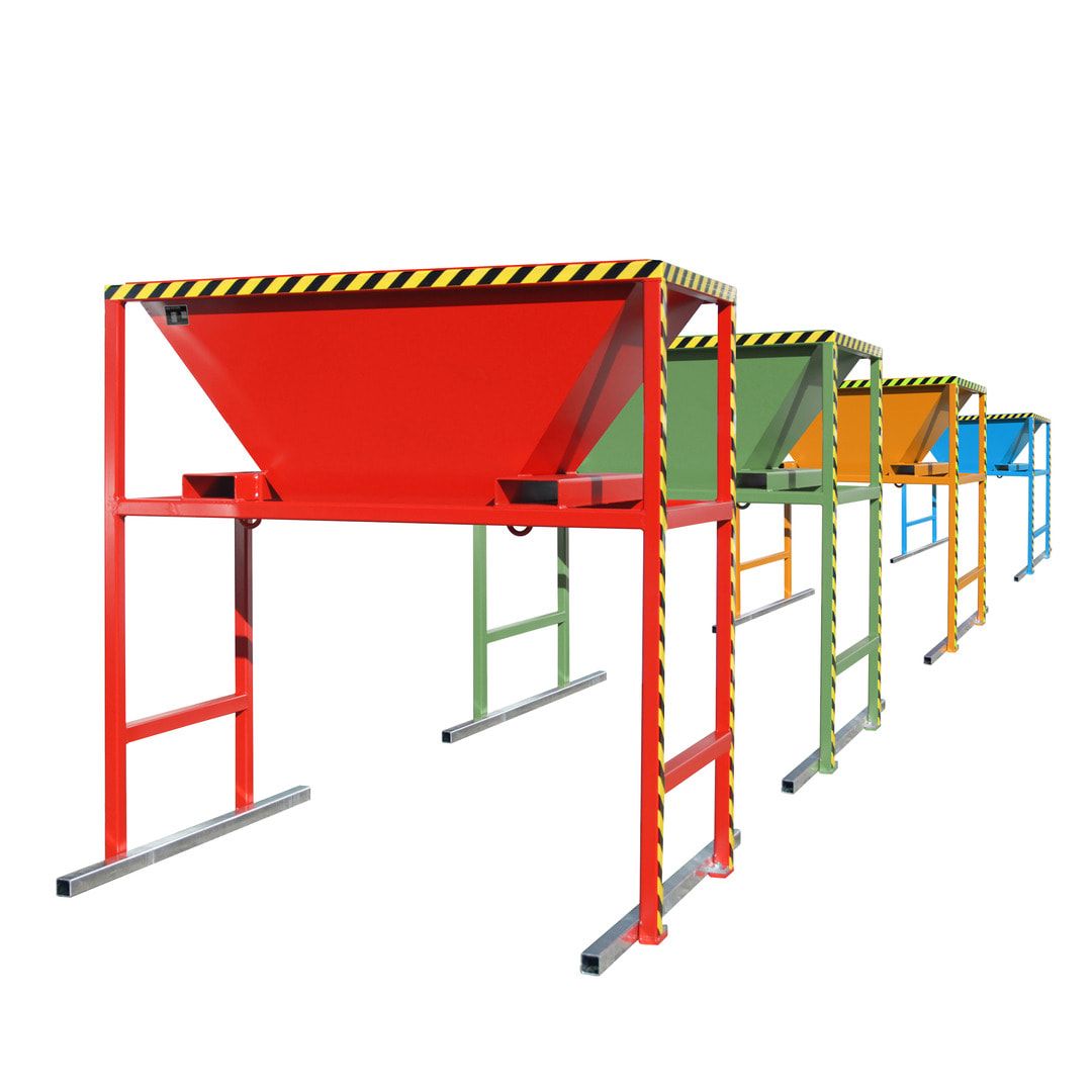 Befülltrichter für Big-Bags und Container - mit Ständer - für lose Untergründe - 2.050 x 1.980 x 1.700 mm (HxBxT) - feuerrot (RAL 3000)