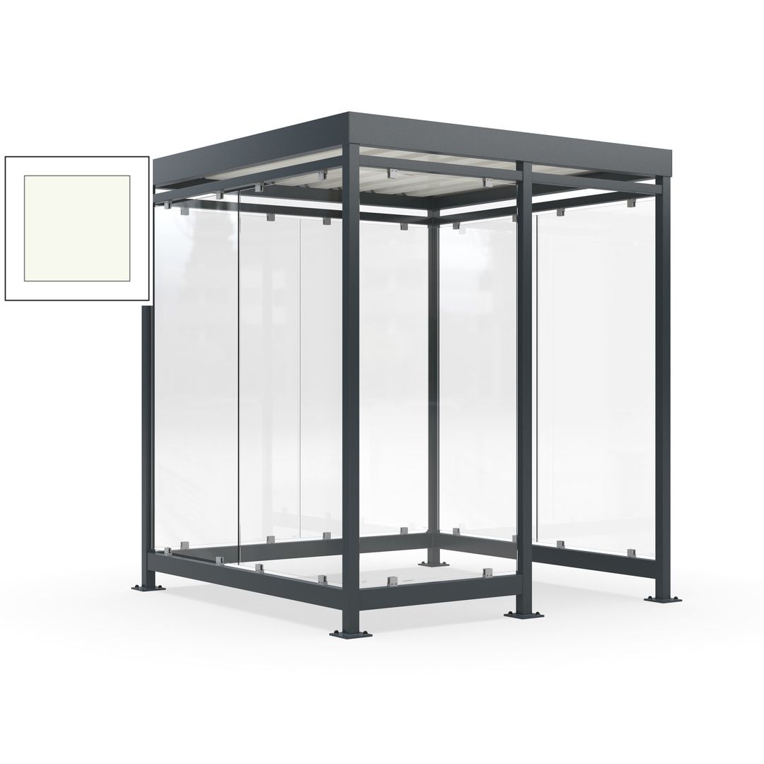 Raucherunterstand, Bushaltestelle, 7 Wände, 6-7 Personen, 2.510 x 2.165 x 2.165 mm (HxBxT), Farbe Achatgrau