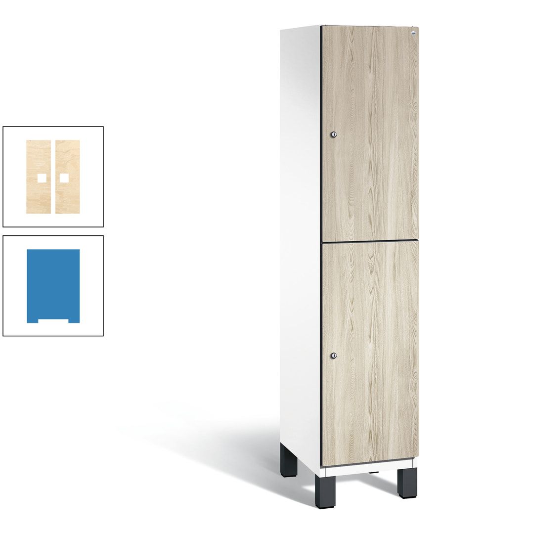 Fächerschrank, Garderobenschrank, mit Füßen, 1 Abteile, 1.980 x 400 x 525 mm (HxBxT), Korpus anthrazitgrau, Tür Donau-Ahorn