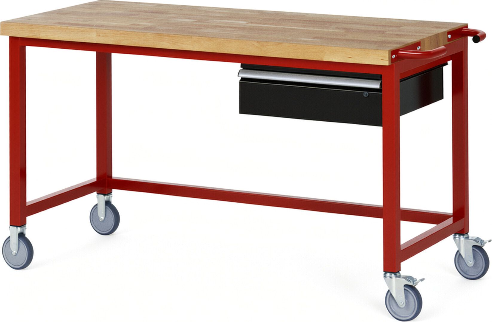 Mobile Werkbank mit 1 Schublade - 150:1 - höhenverstellbar 880-1.080 mm - 1.500 x 700 mm (BxT) - 450 kg - Buche - Anthrazitgrau
