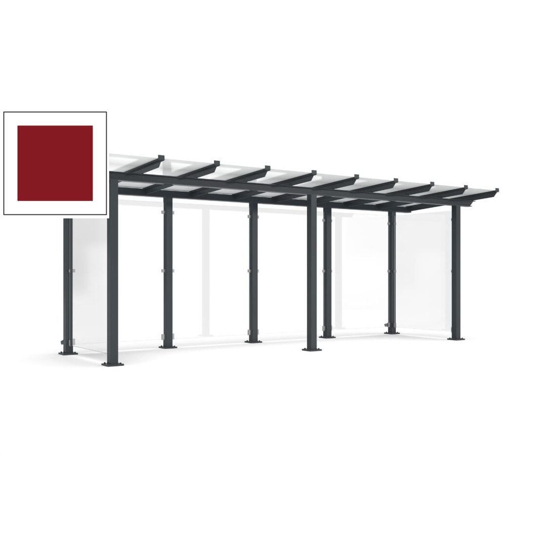 Unterstand mit Pultdach und Sicherheitsglas - feuerverzinkt und farbbeschichtet - 2.435 x 6.850 x 2.090 (HxBxT) - Farbe Achatgrau