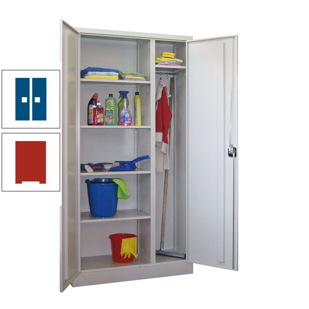 Putzschrank mit Trennwand - 1.950x1.000x400 mm (HxBxT) - Böden pulverbeschichtet - anthrazitgrau