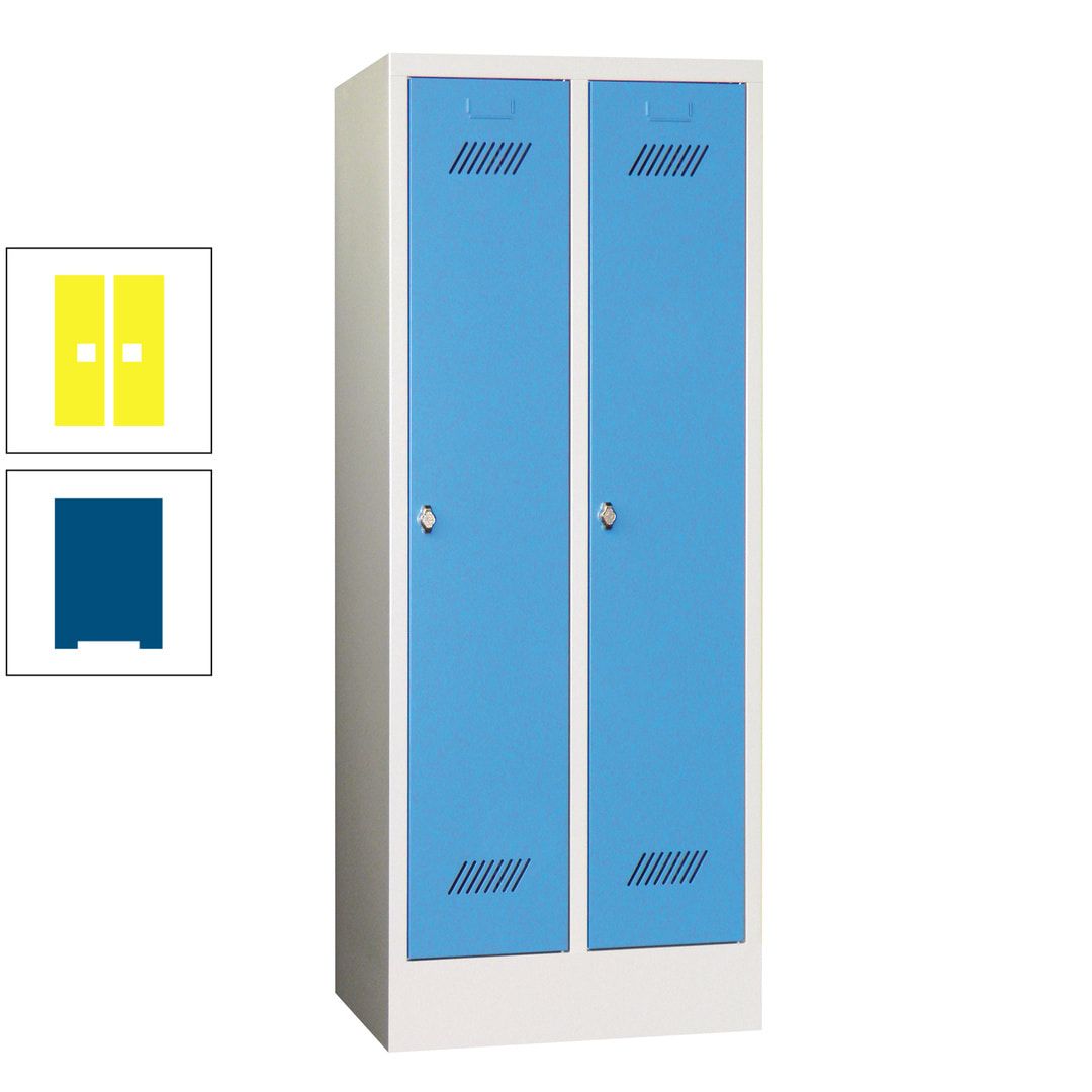 Spindschrank f. Schulen - mit Sockel - Höhe 1.600 mm - 2 Abteile a 300 mm - Drehriegel - anthrazitgrau