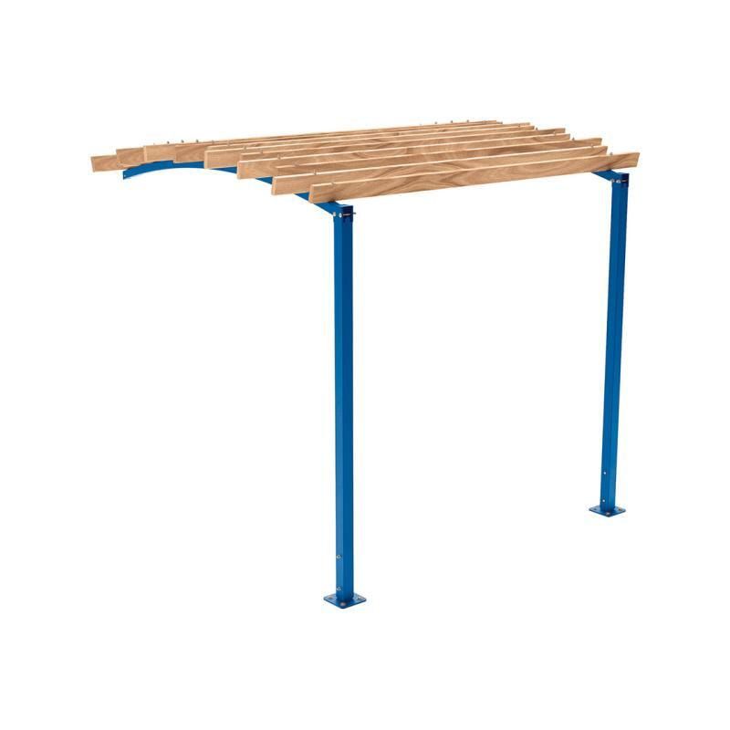 Pergola seitliche Erweiterung, Kiefer druckimprägniert Klasse 4, Stahlrohr 80x80 mm, 2.910 x 2.520 x 3.020 mm (HxBxT) fvz, beschichtet Farbe Purpurrot