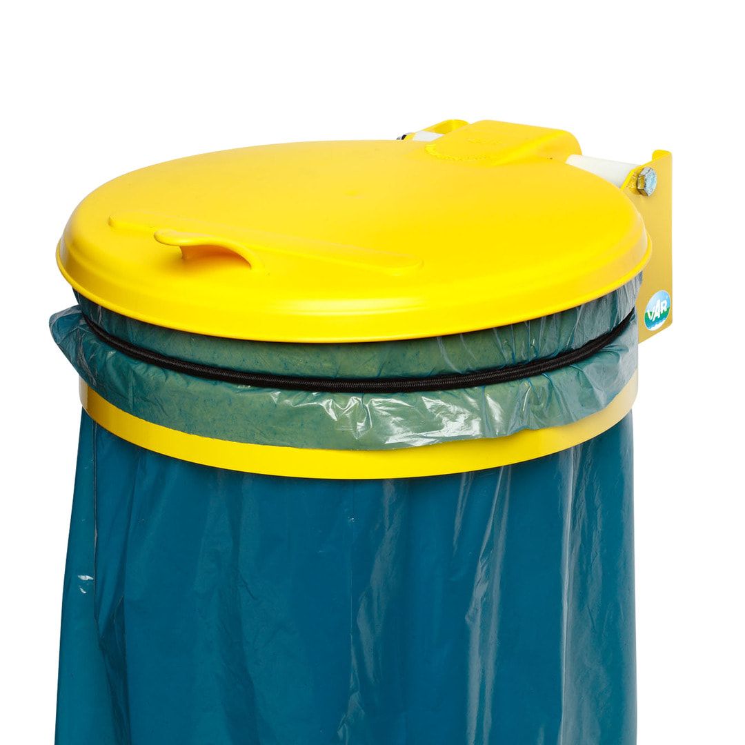 Müllsackhalter - Wandgerät - Stahl - Deckel Kunststoff - für 120 l Säcke - 370 x 465 mm (BxT) - enzianblau