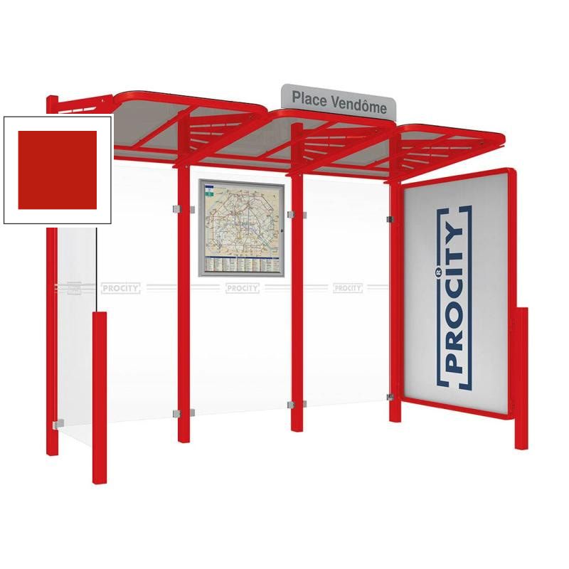Buswartehalle - Unterstand - modular - Fahrplankasten - Haltestellenschild - Seitenwand - Schaukasten - 2.200 x 3.000 x 1.500 mm (HxBxT) - enzianblau