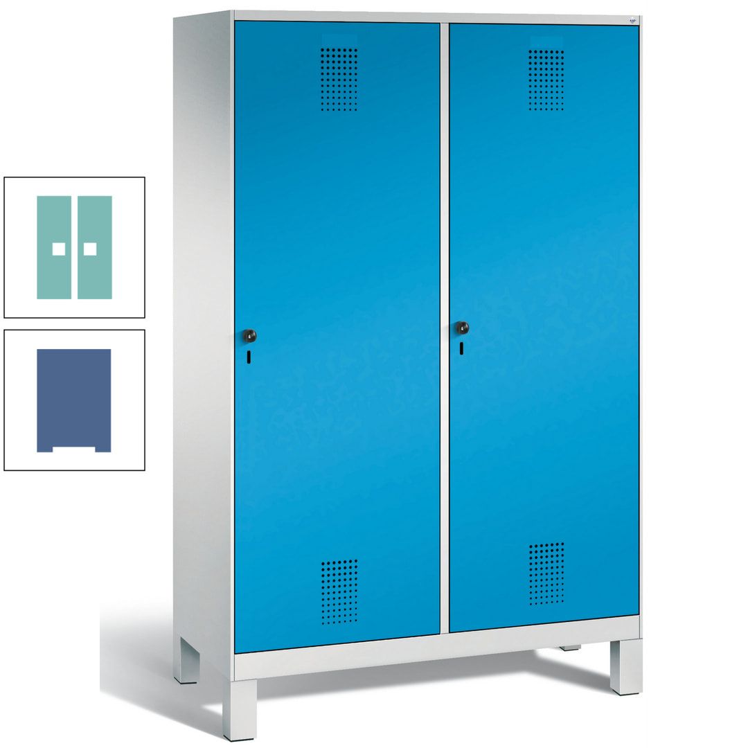Doppel-Spind, Garderobenschrank, 2 Türen für 4 Abteile a 300 mm, Korpus anthrazitgrau, Türen anthrazitgrau, 1.850 x 1.200 x 500 mm (HxBxT)