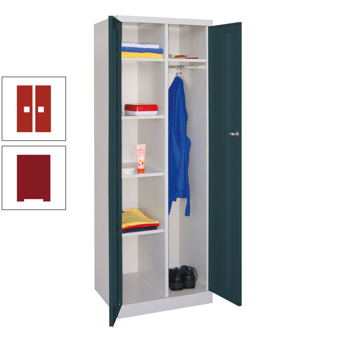 Kleiderschrank mit Sockel - Spind - 1 Abteil mit Trennwand - 1.800x600x500 mm (HxBxT) - Zylinderschloss - anthrazitgrau