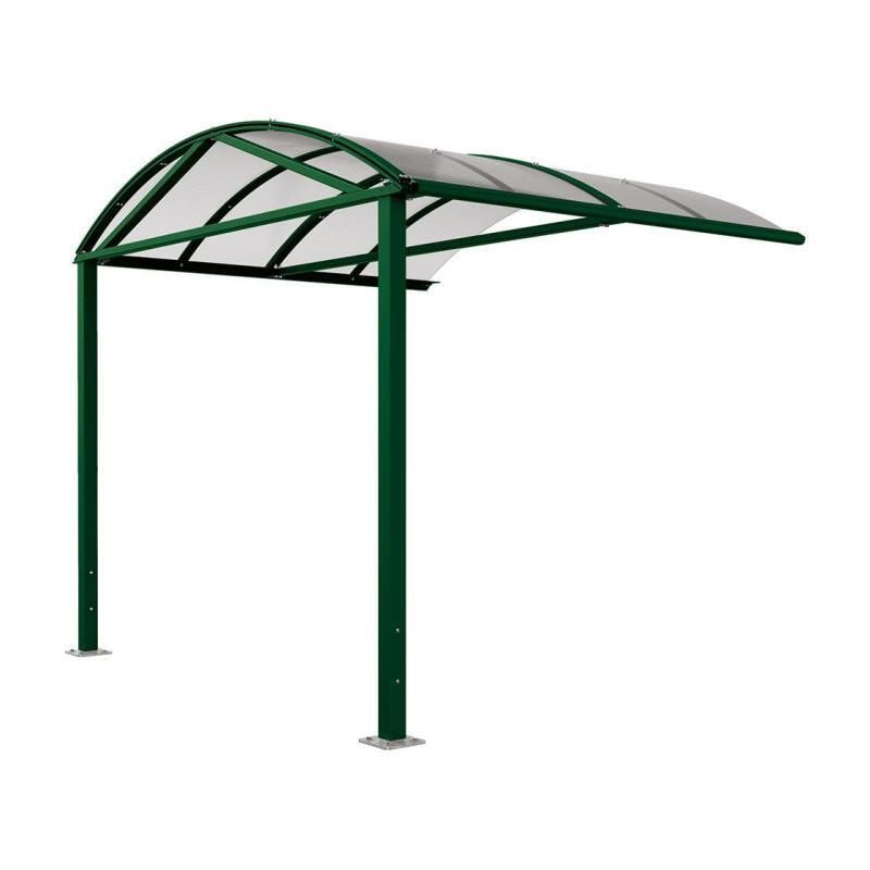 Fahrradüberdachung, Erweiterung, Unterstand, 5 Plätze, Bogendach, Entwässerung, Stahl, 2.640 x 2.520 x 2.830 mm (HxBxT), Farbe enzianblau