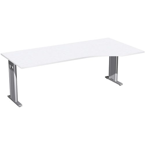 Eckschreibtisch, Ecke rechts, Füße einseitig verkürzt, C-Fuß Pro, 720 x 1.600 x 1.000 mm (HxBxT), Gestell silber, Dekor Ahorn
