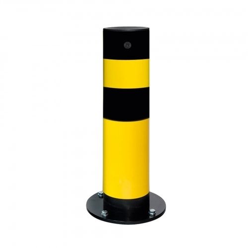 Flexibler Rammschutz Poller, Anfahrschutz aus Gütestahl, Rückfedernd, für den Außenbereich, 655 x 159 x 159 mm (HxBxT)