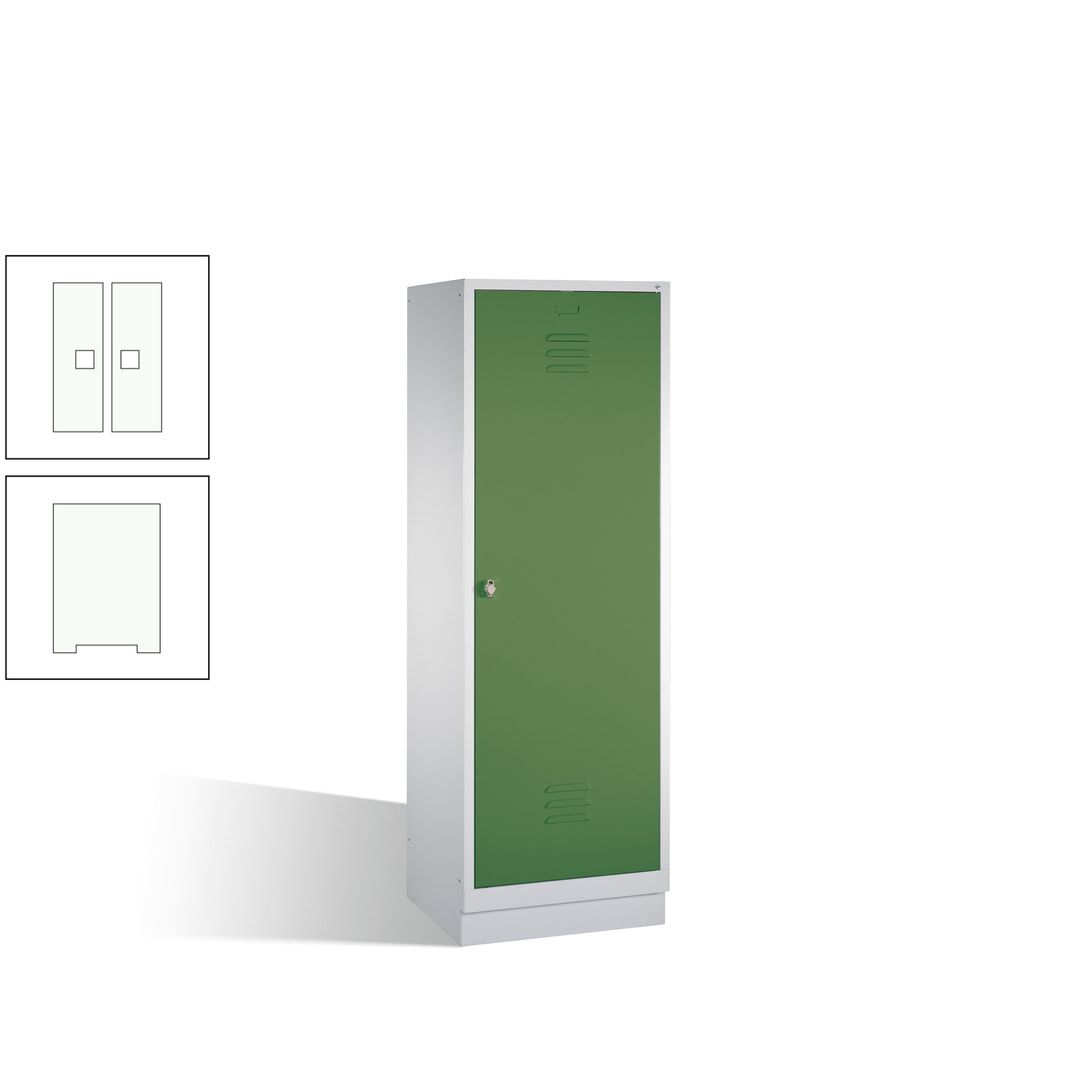 Doppel-Spind mit Großtür, Garderobenschrank mit Sockel, 2 Abteile a 300 mm, Korpus anthrazitgrau, Tür anthrazitgrau, 1.800 x 610 x 500 mm (HxBxT)