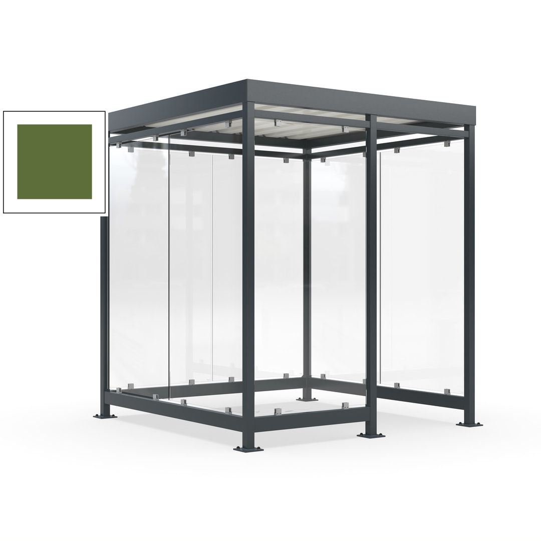 Raucherunterstand, Bushaltestelle, 7 Wände, 6-7 Personen, 2.510 x 2.165 x 2.165 mm (HxBxT), Farbe Achatgrau