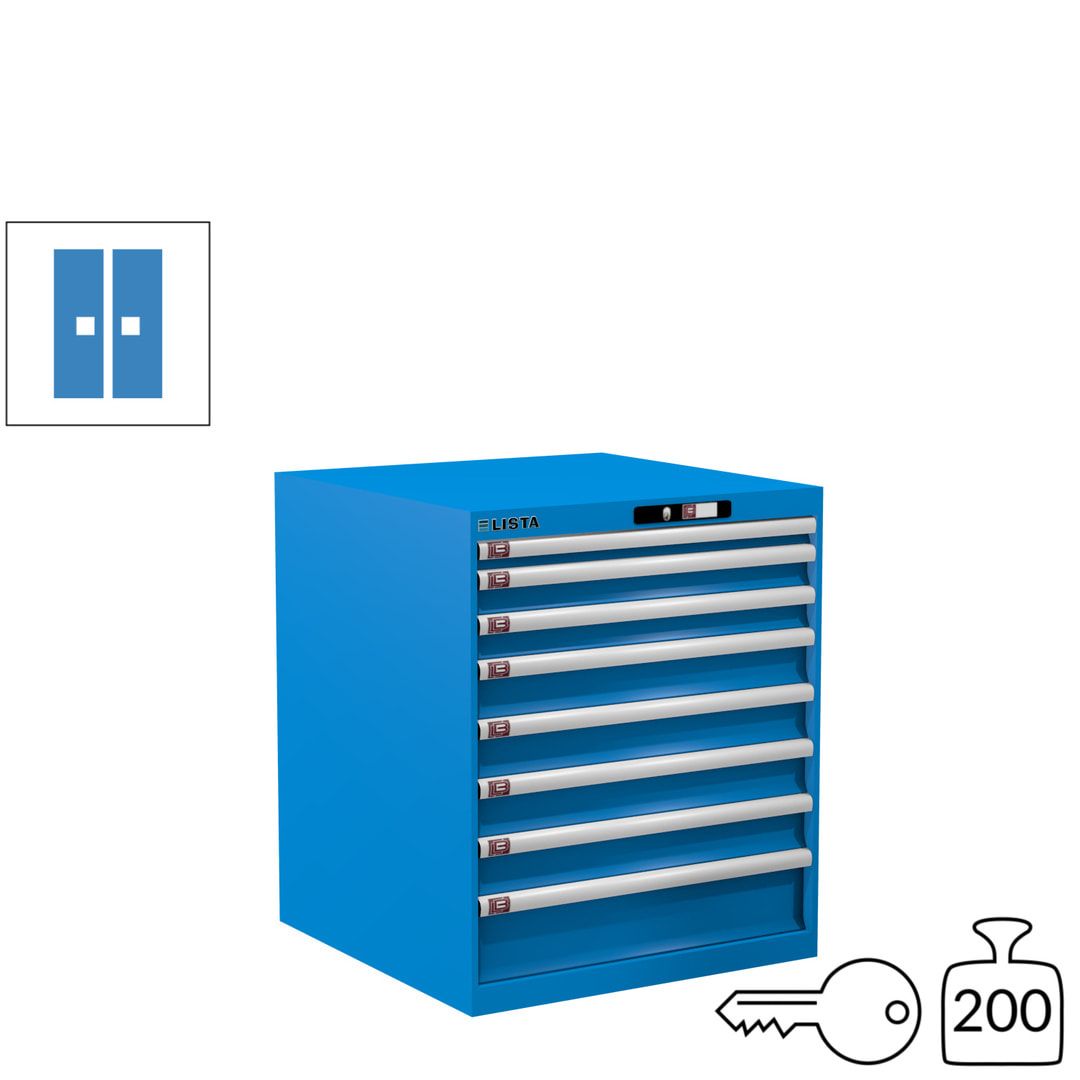 Lista Schubladenschrank - 14.408.010 - 850x717x725 mm (HxBxT) - 8 Schubladen - 75 kg - Key Lock - lichtblau (RAL 5012)