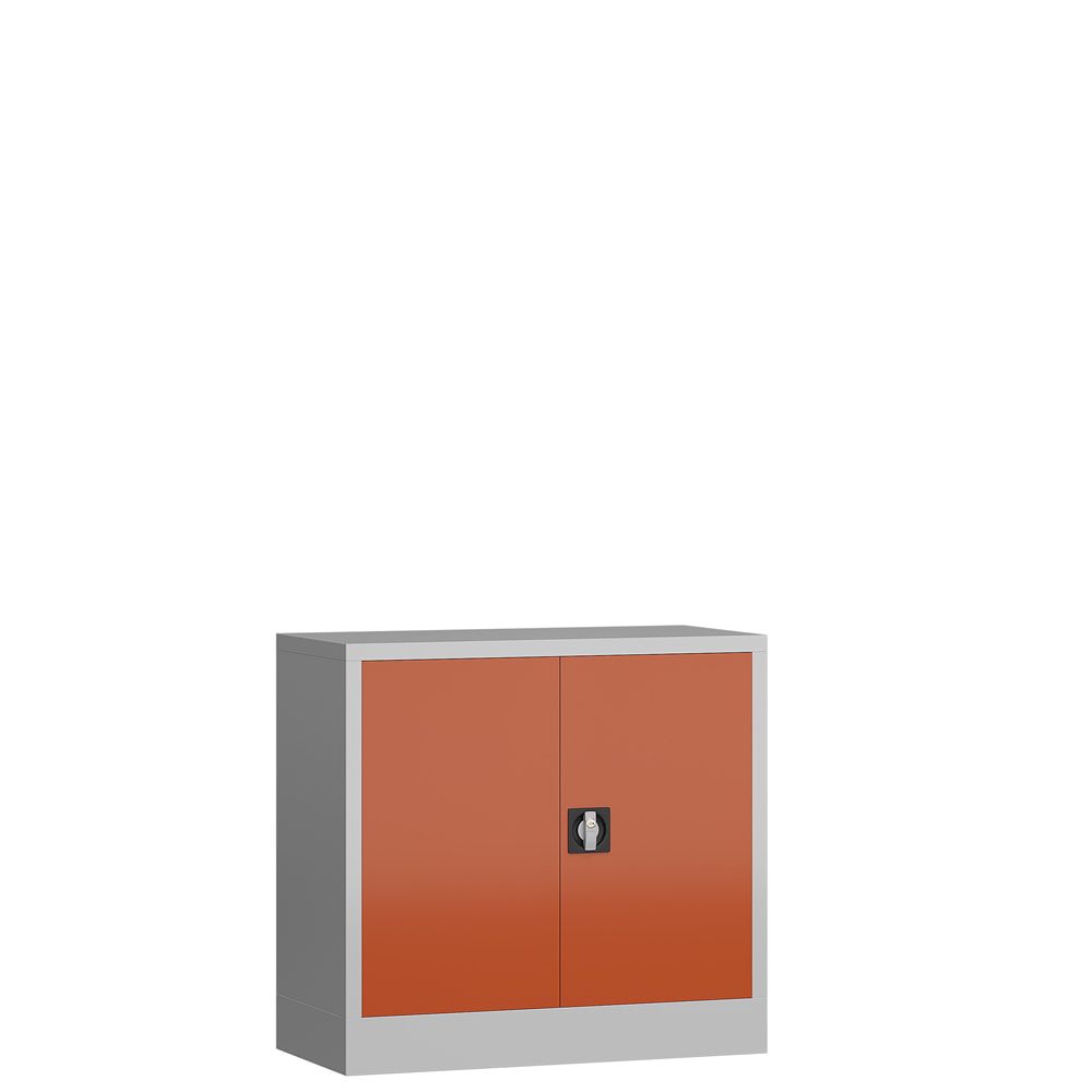 Aktenschrank, Büroschrank, abschließbar, Flügeltüren, 1 Fachboden, 750 x 800 x 380 mm (HxBxT), Stahl, Korpus und Türen lichtgrau