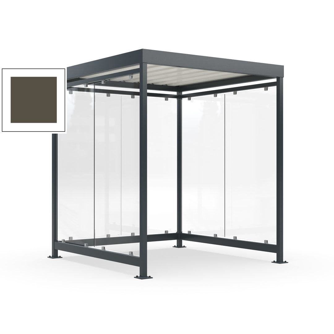 Raucherunterstand, Bushaltestelle, 6-7 Personen, 6 Wände, 2.510 x 2.165 x 2.165 mm (HxBxT), Achatgrau