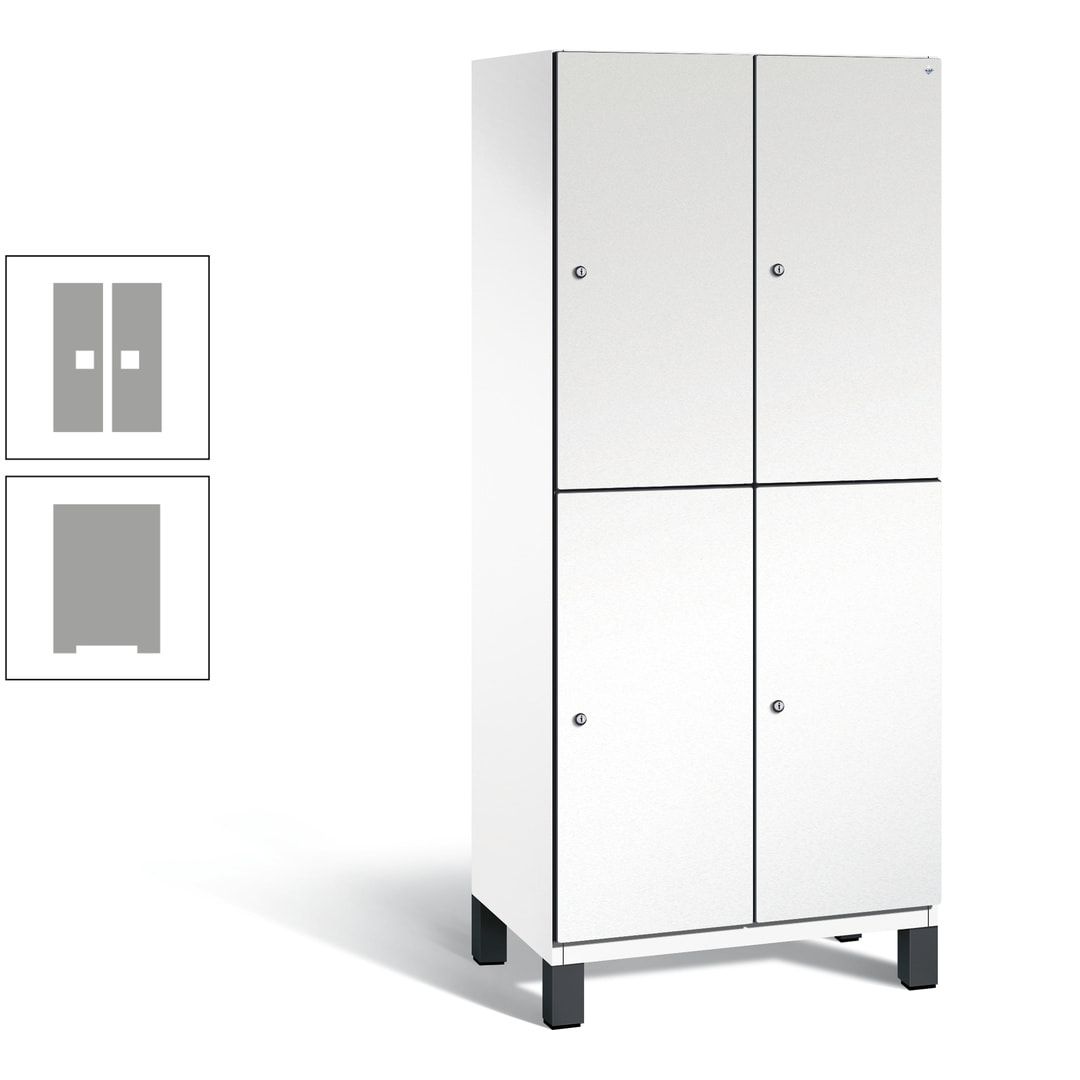 Fächerschrank, Stahlschrank, doppelstöckig, 4 Fächer, Füße, Korpus anthrazitgrau, Tür anthrazitgrau, 1.980 x 800 x 525 mm (HxBxT)