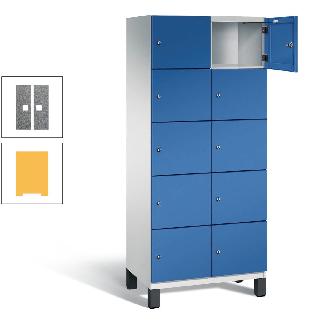 Fächerschrank, Stahlschrank, 10 Fächer, Türöffnungsbegrenzer, Füße, 1.980 x 800 x 525 mm (HxBxT), Korpus anthrazitgrau, Front anthrazitgrau