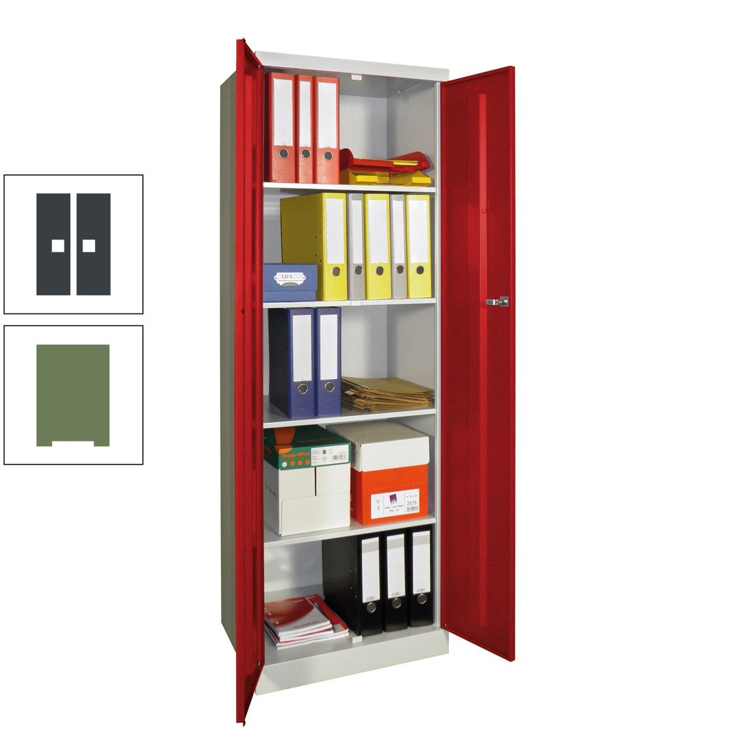 Aktenschrank - Sockel - 4 Böden - 1.800x600x500 mm (HxBxT) - Zylinderschloss - anthrazitgrau