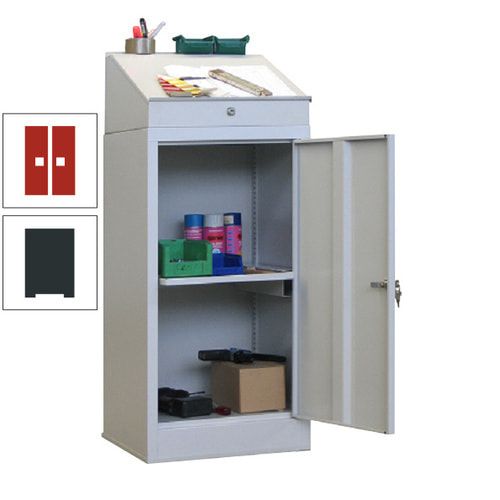 Stehpult mit Schrank - Vollblechtür - Zylinderschloss - 1 Ausziehboden - 1.270x500x500 mm (HxBxT) - anthrazitgrau