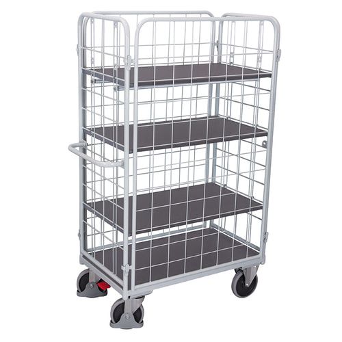 Etagenwagen - 4 Gitterwände - 4 Etagen - Ladefläche 500 x 850 mm (BxT) - Traglast 400 kg - anthrazitgrau