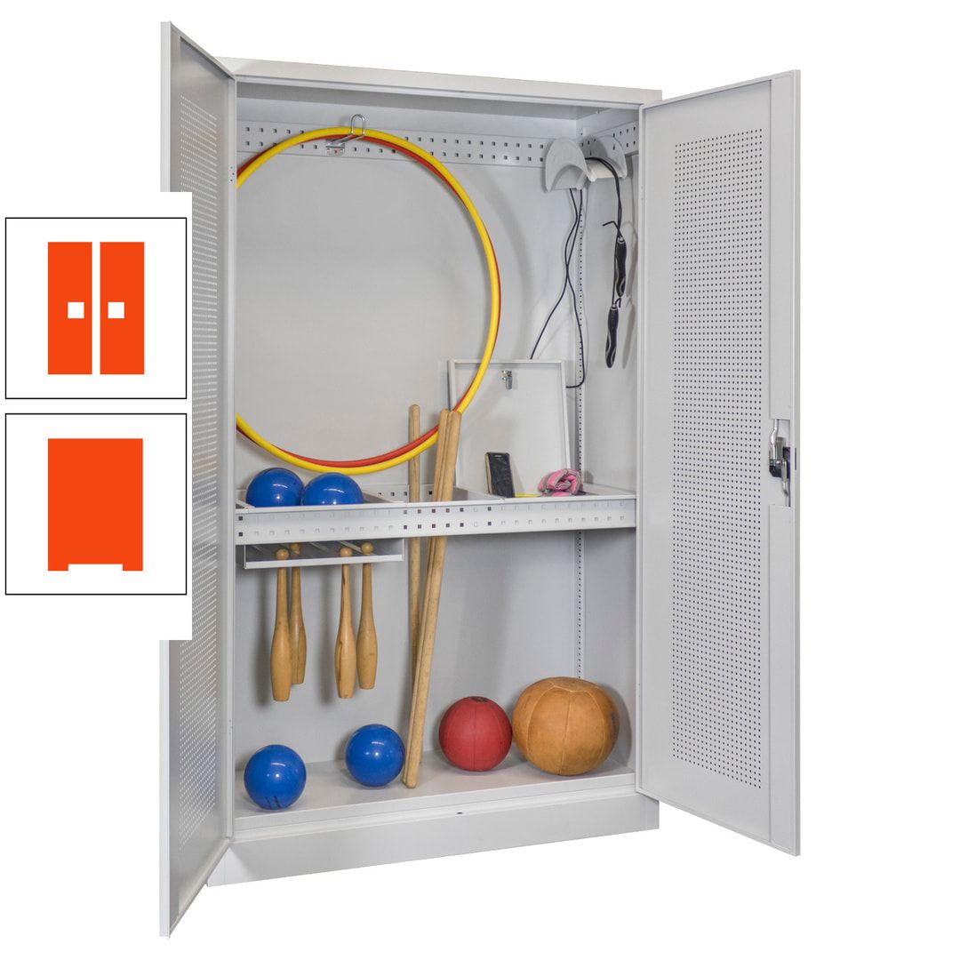 Sportschrank - Lochfeldtüren - Variante 1 - 1.950x1.200x500 mm (HxBxT) - anthrazitgrau