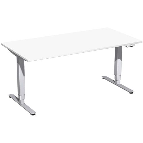 Schreibtisch, Elektro Pro+, elektronisch höhenverstellbar, 625-1.285 x 1.200 x 800 mm (HxBxT), Gestell silber, Dekor Buche