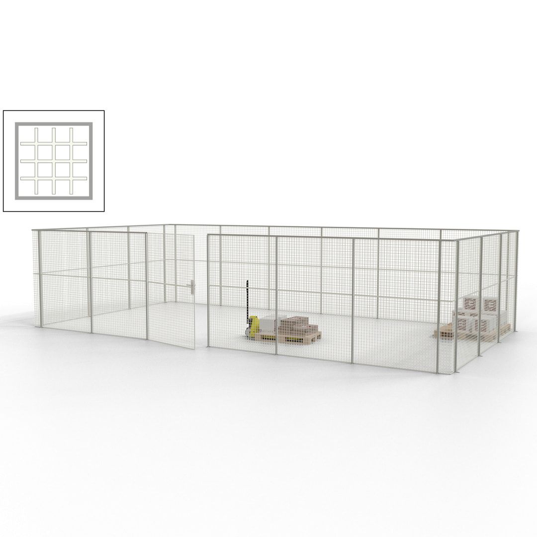 Maschinen Schutzgitter - Hallentrennwand - Sicherheitszaun - Tür - 27 m - 2.200 x 9.400 x 4.900 mm (HxBxT) - enzianblau