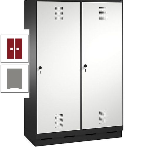 Doppel-Spind, Garderobenschrank, 2 Türen für 4 Abteile a 300 mm, Korpus anthrazitgrau, Türen anthrazitgrau, 1.800 x 1.200 x 500 mm (HxBxT)