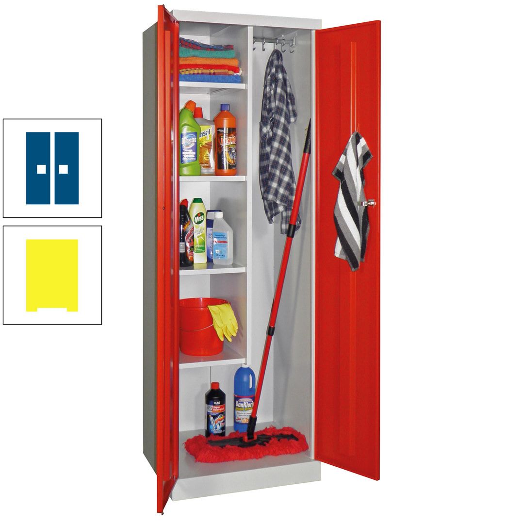 Putzschrank mit Sockel - 1 Abteil mit Trennwand - 1.800x600x500 mm (HxBxT) - Zylinderschloss - anthrazitgrau