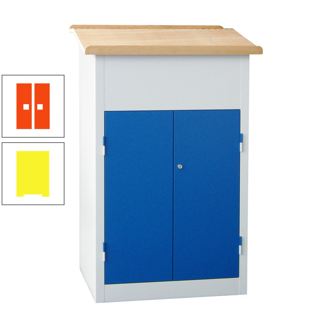 Stehpult mit Schrank - Vollblechtür - Zylinderschloss - 2 Böden - 1.200 x 700 x 600 mm (HxBxT) - anthrazitgrau