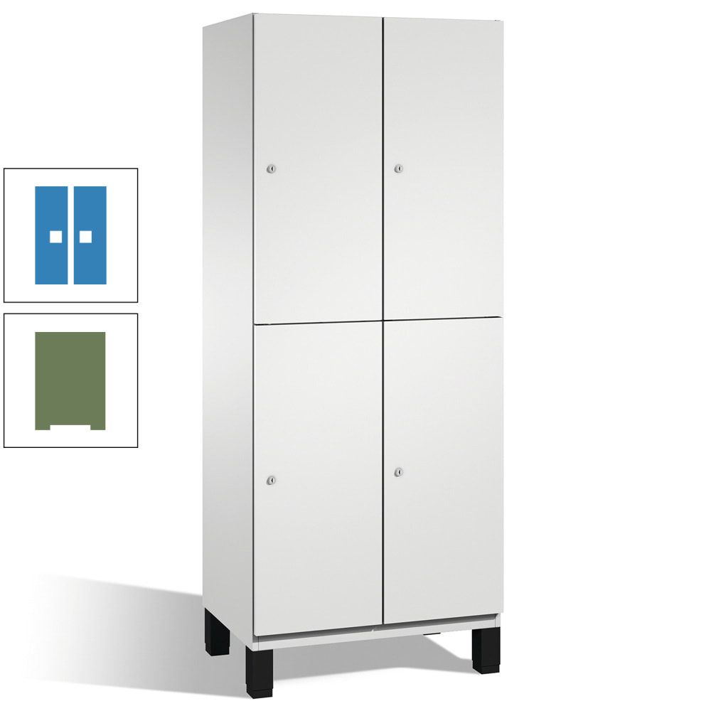 Fächerschrank, Stahlschrank, doppelstöckig, 4 Fächer, Füße, Korpus anthrazitgrau, Tür anthrazitgrau, 1.980 x 600 x 525 mm (HxBxT)
