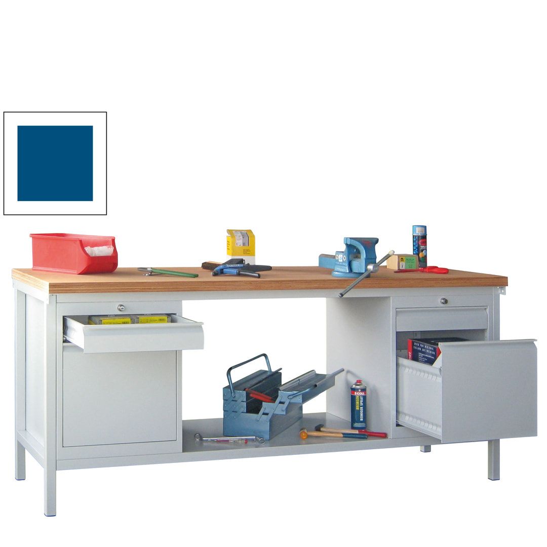 Werkbank mit Schubladenblöcken - 900 x 2.000 x 700 (HxBxT) - anthrazitgrau