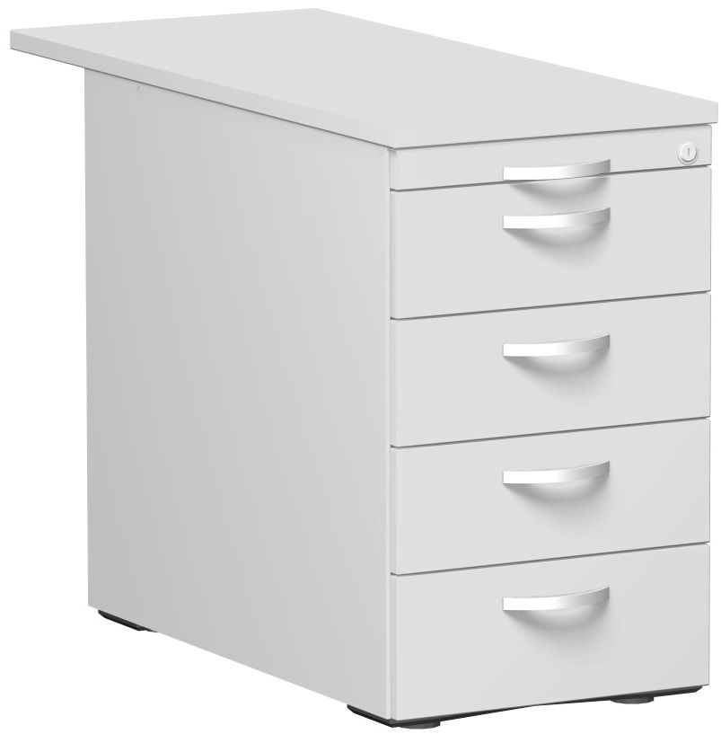 Standcontainer, 4 Schubladen, Ordnungsfach, Zentralverschluss, 720 x 438 x 800 (1.000) mm (HxBxT), Front Ahorn, Oberboden Ahorn, Korpus Ahorn