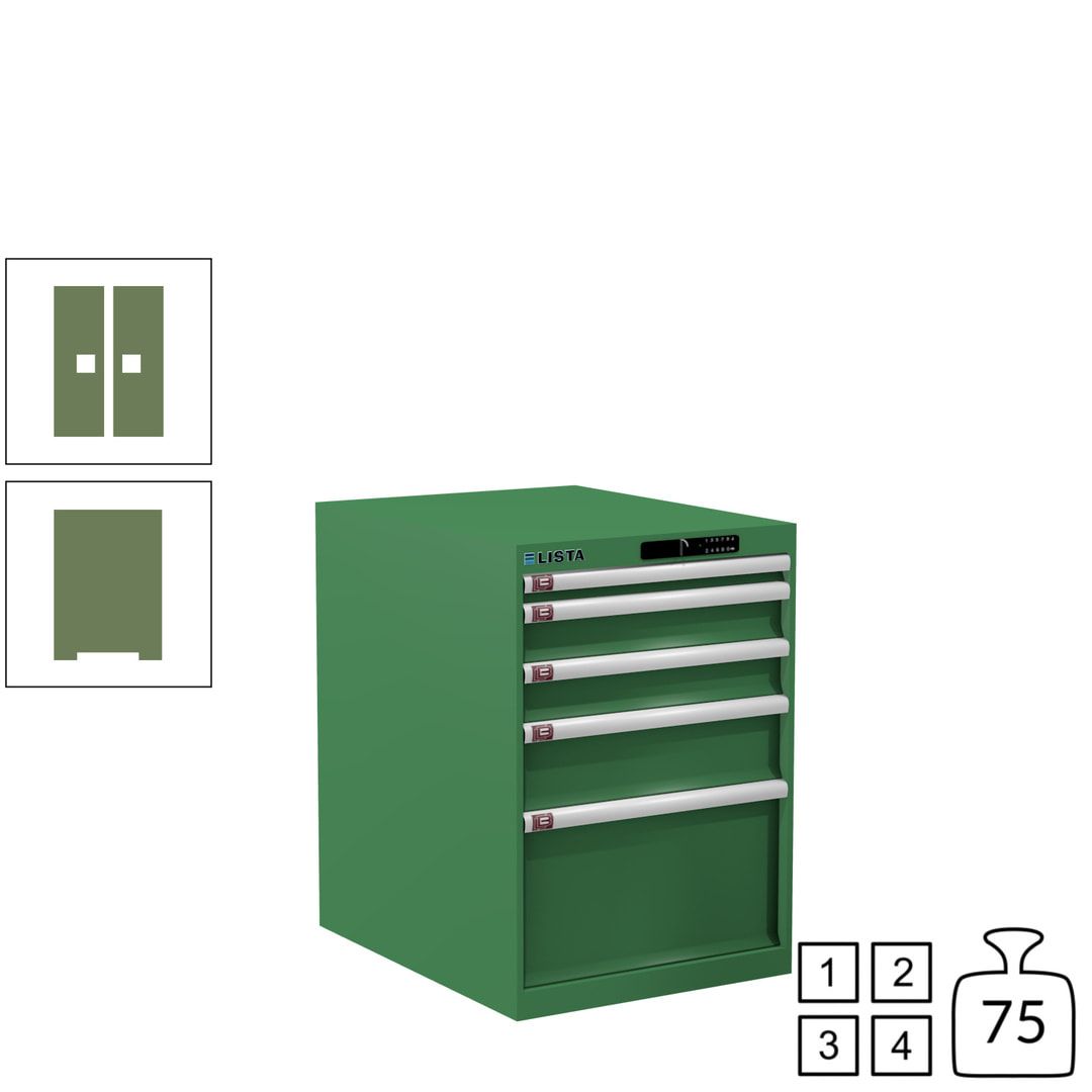 Lista Schubladenschrank - 14.368.010 - 800x564x725 mm (HxBxT) - 5 Schubladen - 75 kg - Key Lock - lichtblau (RAL 5012)