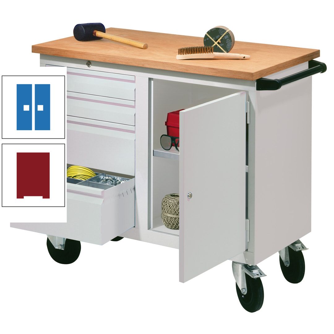 Mobile Werkbank - Werkstattwagen - 915 x 1.090 x 600 mm - 4 Schubladen und Schrankfach - anthrazitgrau