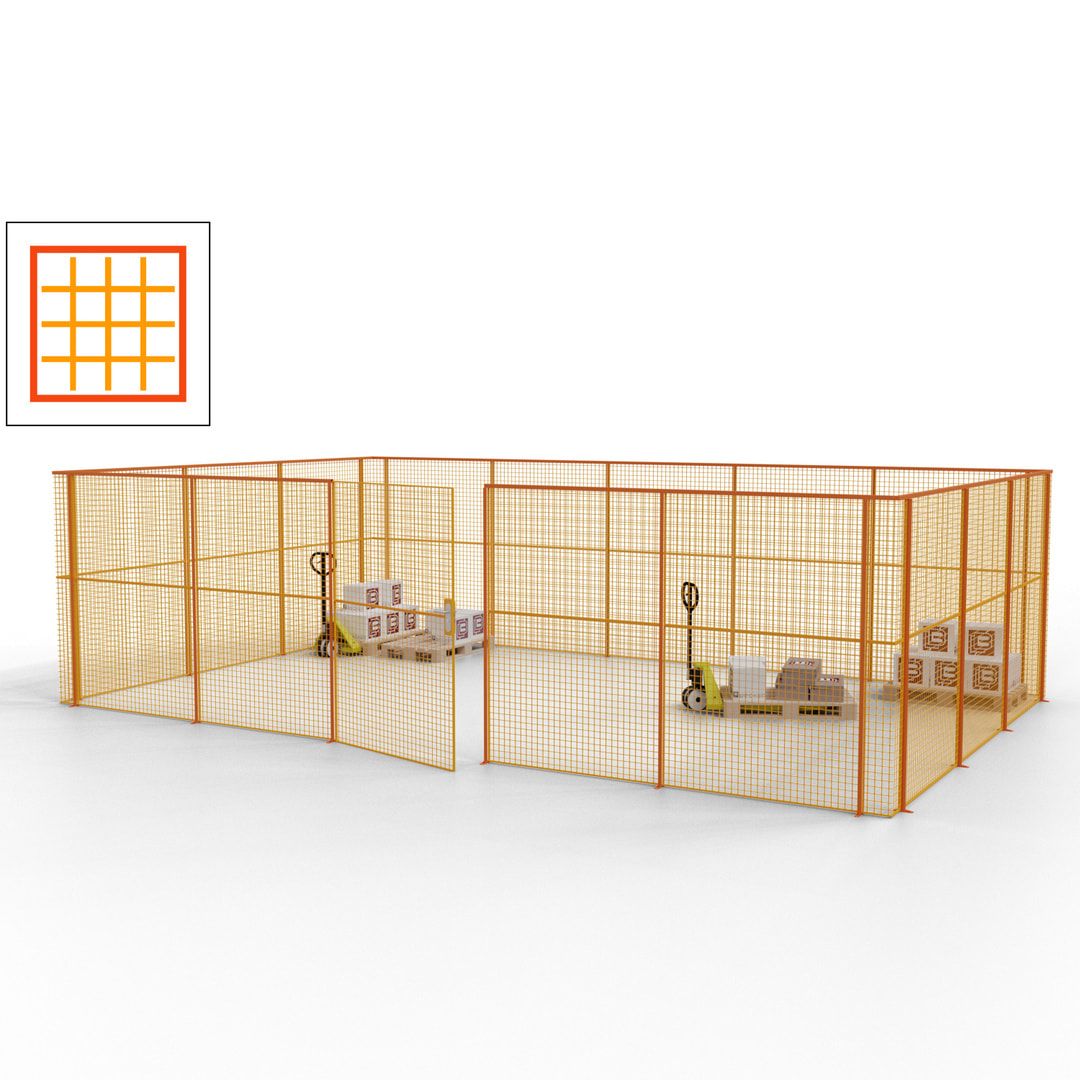 Maschinen Schutzgitter - Hallentrennwand - Sicherheitszaun - Tür - 22 m - 2.200 x 7.900 x 4.900 mm (HxBxT) - enzianblau