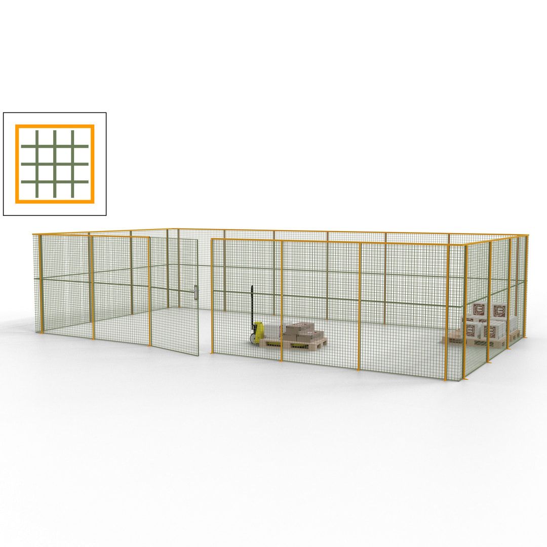 Maschinen Schutzgitter - Hallentrennwand - Sicherheitszaun - Tür - 27 m - 2.200 x 9.400 x 4.900 mm (HxBxT) - enzianblau
