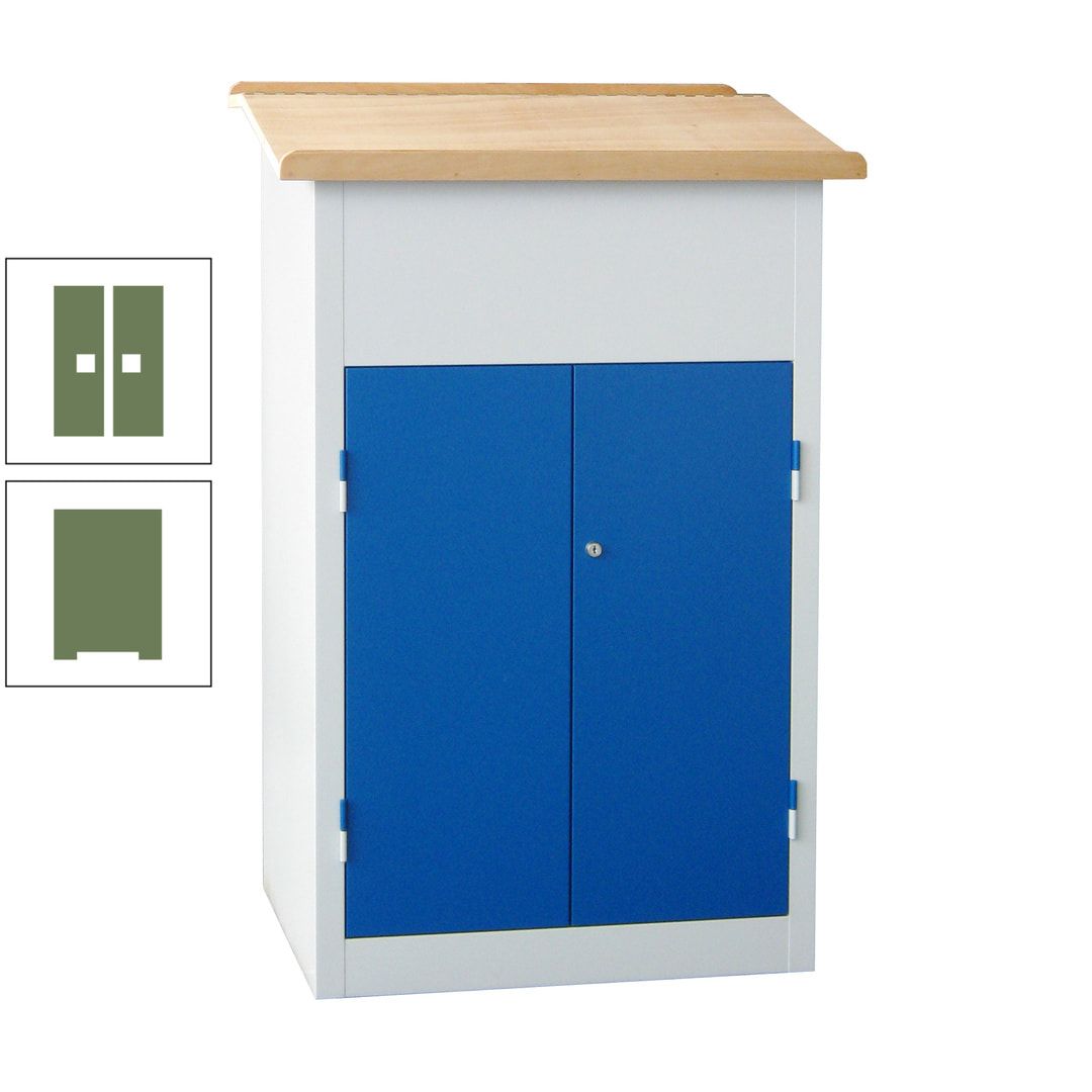 Stehpult mit Schrank - Vollblechtür - Zylinderschloss - 2 Böden - 1.200 x 700 x 600 mm (HxBxT) - anthrazitgrau