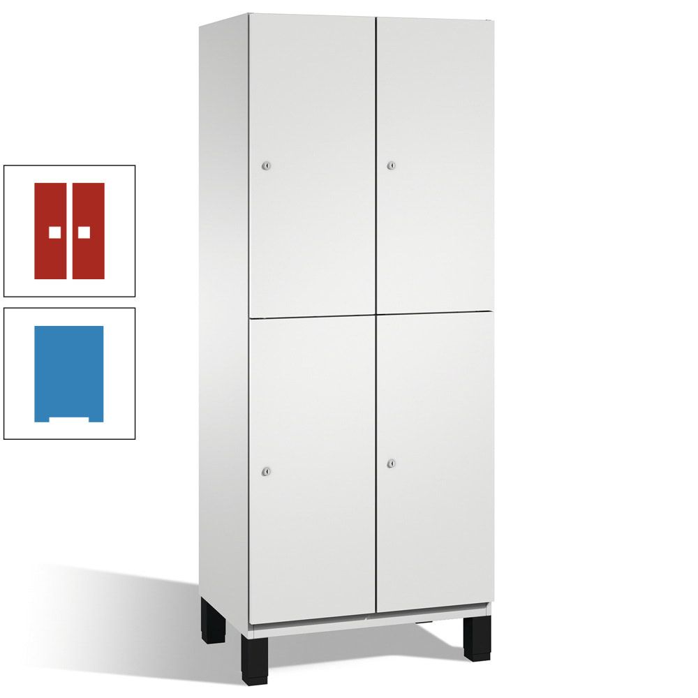 Fächerschrank, Stahlschrank, doppelstöckig, 4 Fächer, Füße, Korpus anthrazitgrau, Tür anthrazitgrau, 1.980 x 600 x 525 mm (HxBxT)
